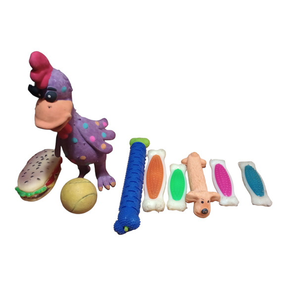 Pet Puppy Adult Dogs Rubber Vinyl Fetch Chew Play Throw Toys Bundle Lot Of 9 - Picture 2 of 2